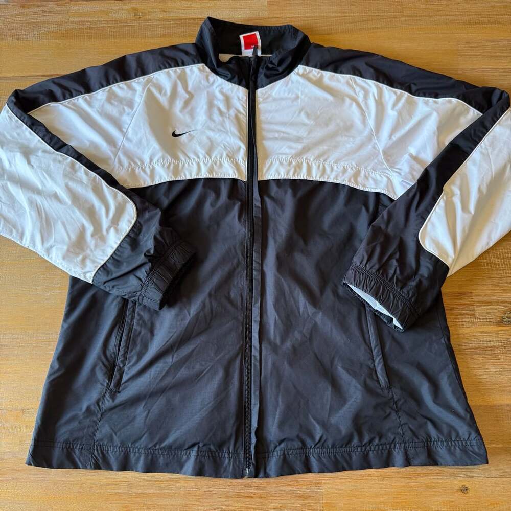 Vintage Nike Windbreaker Jacket Black White Full Zip